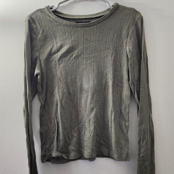 American Eagle Green Crochet Knit Long Sleeve Top sz M - Picture 1 of 1